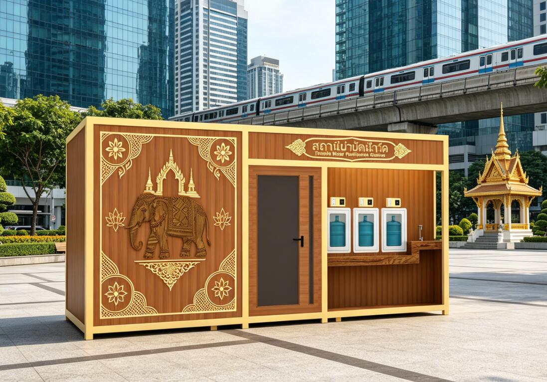 Stația de apă a templului thailandez – design de elefant și pagodă sculptate manual?